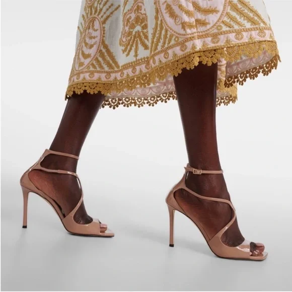 JIMMY CHOO Azia 95 Ballet Pink Patent Leather Sandals $895 40.5 - Picture 2 of 16